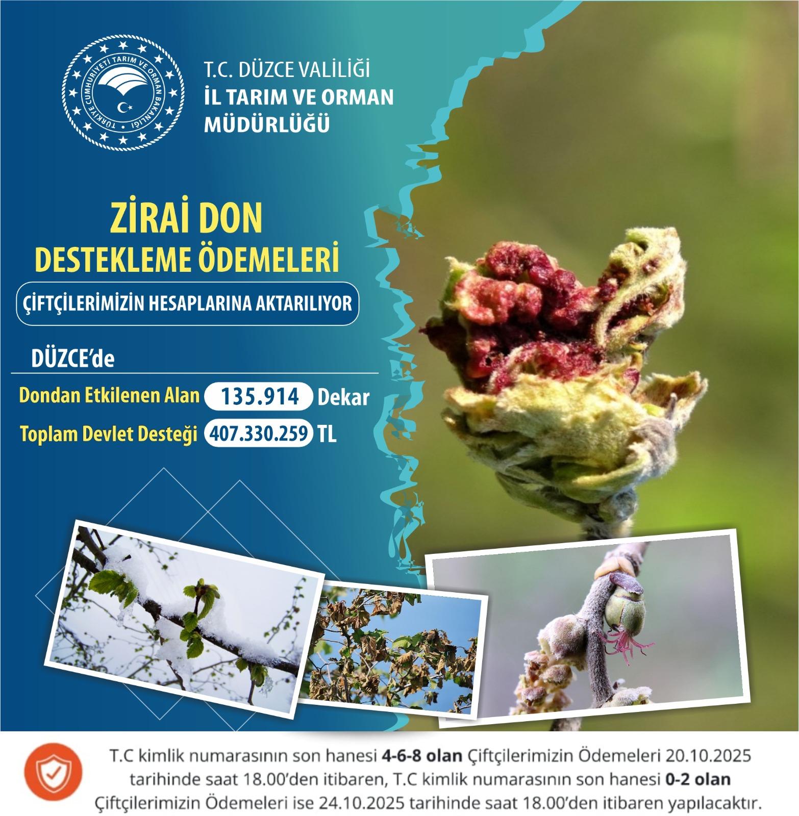 ZİRAİ DON ZARARLARI ÇİFTÇİLERİMİZE ÖDENDİ